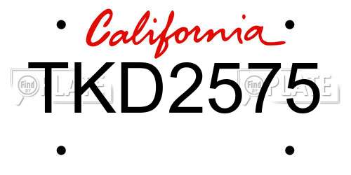 TKD2575 California License Plate