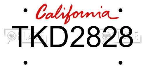 TKD2828 California License Plate