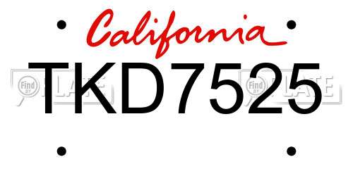 TKD7525 California License Plate