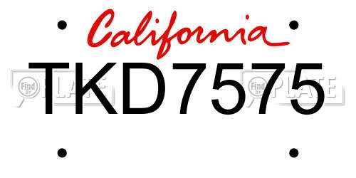 TKD7575 California License Plate