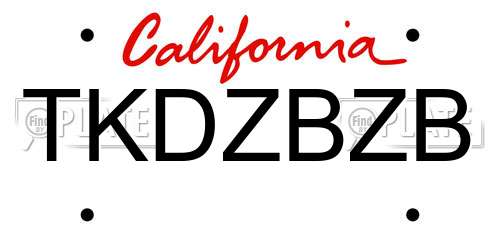 TKDZBZB California License Plate