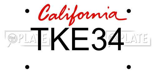 TKE34 California License Plate
