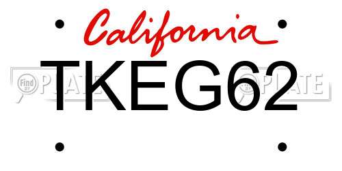 TKEG62 California License Plate