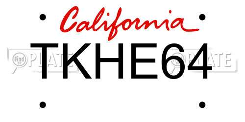 TKHE64 California License Plate