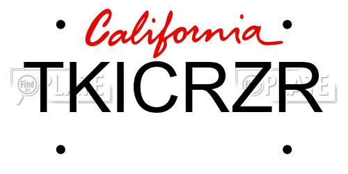 TKICRZR California License Plate
