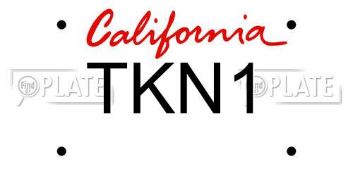 TKN1 California License Plate