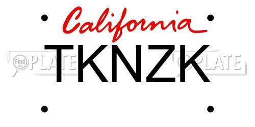 TKNZK California License Plate