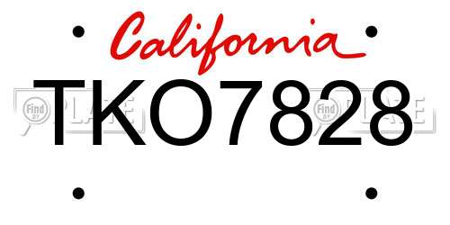 TKO7828 California License Plate