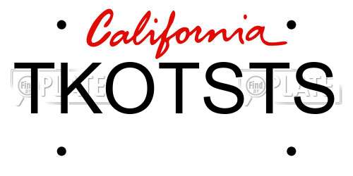 TKOTSTS California License Plate