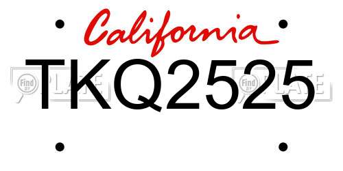 TKQ2525 California License Plate
