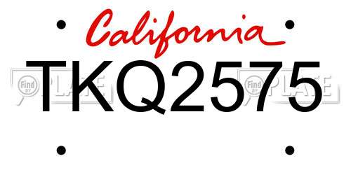 TKQ2575 California License Plate
