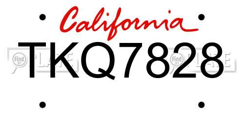 TKQ7828 California License Plate