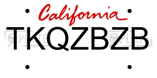 TKQZBZB California License Plate