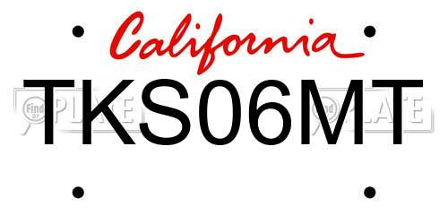 TKS06MT California License Plate