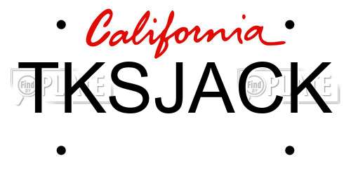 TKSJACK California License Plate