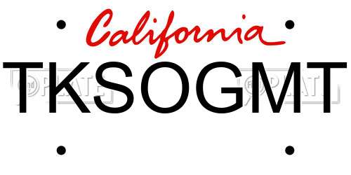 TKSOGMT California License Plate