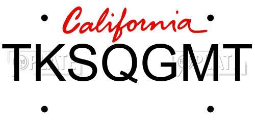 TKSQGMT California License Plate