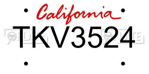 TKV3524 California License Plate