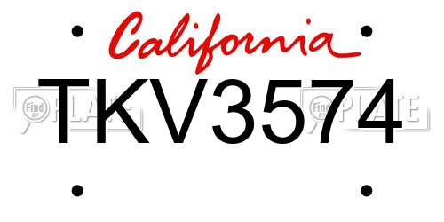 TKV3574 California License Plate