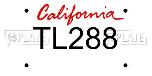 TL288 California License Plate