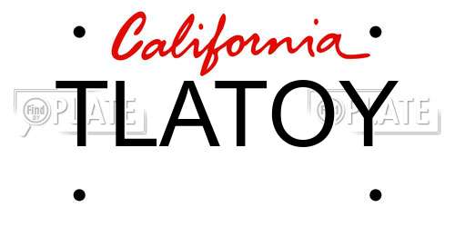 TLATOY California License Plate