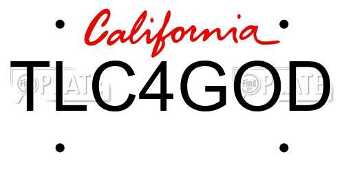 TLC4GOD California License Plate