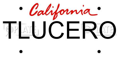 TLUCERO California License Plate