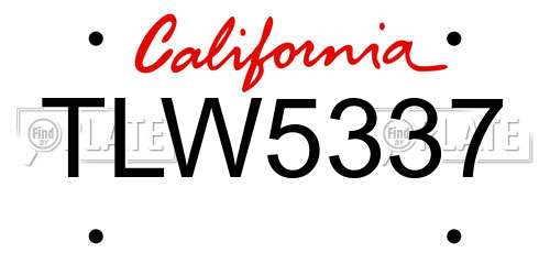 TLW5337 California License Plate