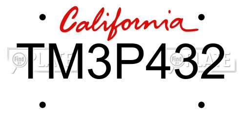 TM3P432 California License Plate