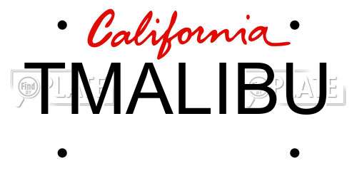 TMALIBU California License Plate