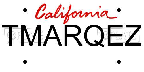 TMARQEZ California License Plate