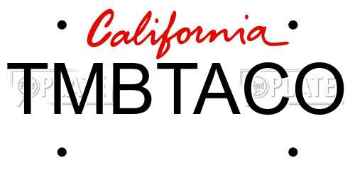 TMBTACO California License Plate