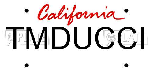 TMDUCCI California License Plate