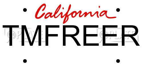 TMFREER California License Plate