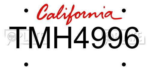 TMH4996 California License Plate