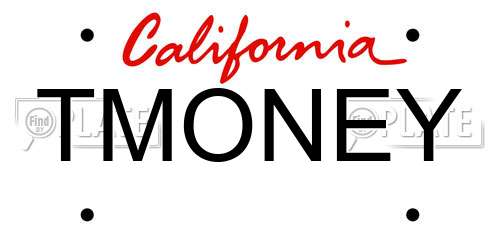 TMONEY California License Plate