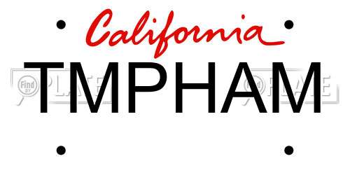 TMPHAM California License Plate