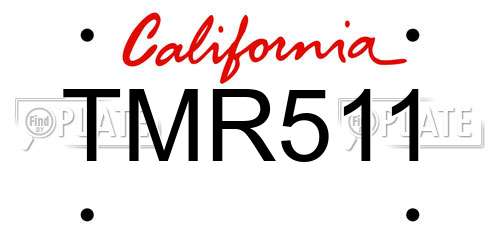 TMR511 California License Plate