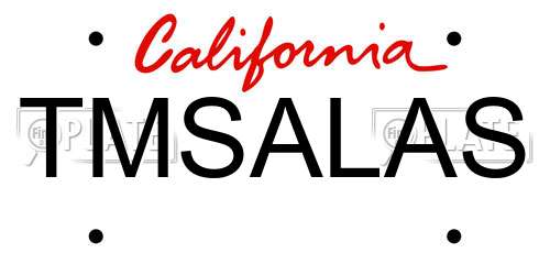 TMSALAS California License Plate