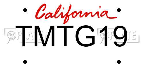 TMTG19 California License Plate