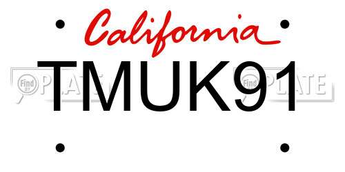 TMUK91 California License Plate