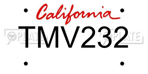 TMV232 California License Plate