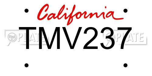 TMV237 California License Plate