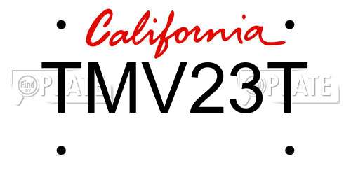 TMV23T California License Plate