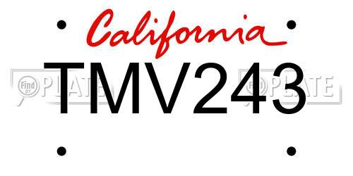 TMV243 California License Plate
