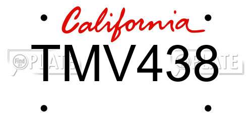 TMV438 California License Plate