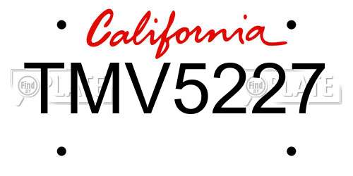 TMV5227 California License Plate