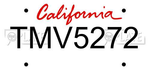 TMV5272 California License Plate