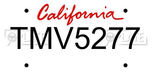 TMV5277 California License Plate