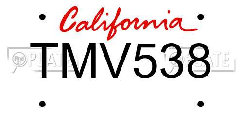 TMV538 California License Plate